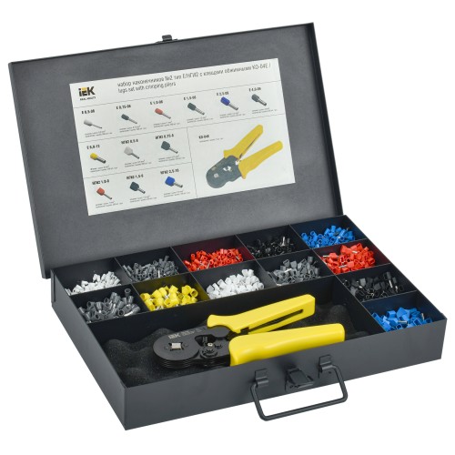 Набор наконечников №2 тип Е/НГИ2 с клещами обжимными КО-04 IEK Набор наконечников №2 тип Е/НГИ2 с клещами обжимными КО-04 IEK