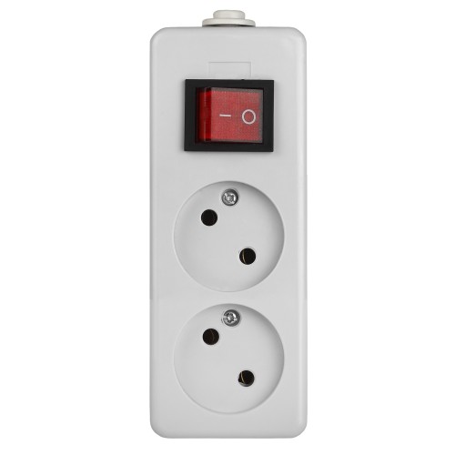 Колодка ЭРА K-2s 2 розетки без зазeмления с выключателем Колодка ЭРА K-2s 2 розетки без зазeмления с выключателем