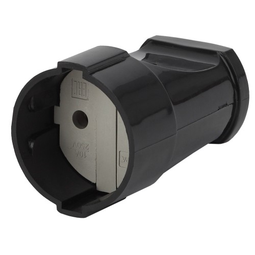 Розетка ЭРА Rx1-B кабельная без заземления прямая 10A черная Розетка ЭРА Rx1-B кабельная без заземления прямая 10A черная