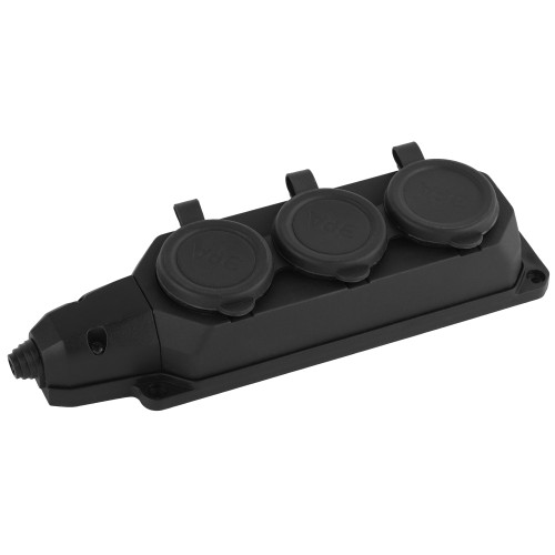 Колодка ЭРА K-3e-B-IP44 каучуковая с заземлением 3 розетки 16A IP44 черная Колодка ЭРА K-3e-B-IP44 каучуковая с заземлением 3 розетки 16A IP44 черная