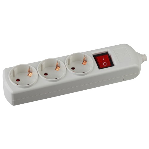 Колодка ЭРА K-3es 3 розетки с зазeмлением с выключателем