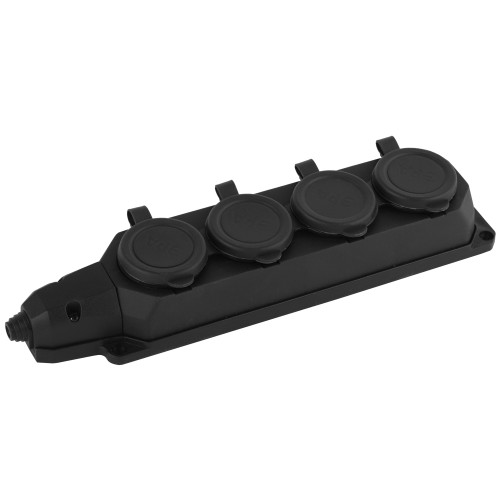 Колодка ЭРА K-4e-B-IP44 каучуковая с заземлением 4 розетки 16A IP44 черная Колодка ЭРА K-4e-B-IP44 каучуковая с заземлением 4 розетки 16A IP44 черная