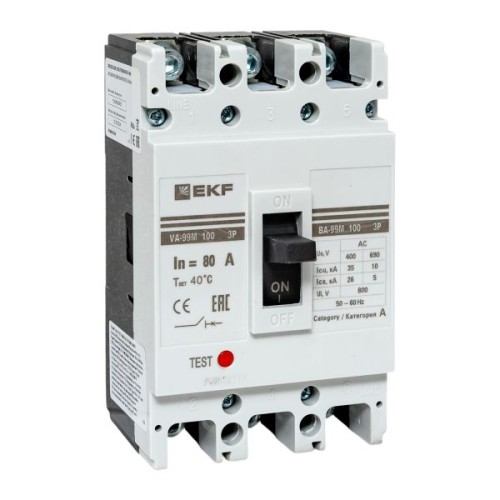 Выключатель автоматический ВА-99М 100/ 80А 3P 35кА EKF PROxima Выключатель автоматический ВА-99М 100/ 80А 3P 35кА EKF PROxima