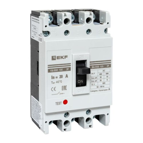 Выключатель автоматический ВА-99М 100/20А 3P 35кА EKF PROxima Выключатель автоматический ВА-99М 100/20А 3P 35кА EKF PROxima
