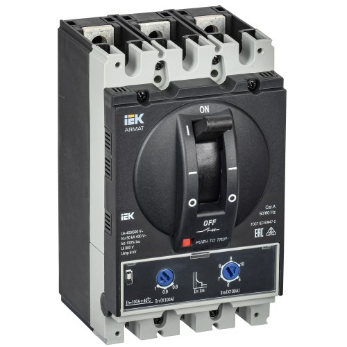 ARMAT Автоматический выключатель в литом корпусе 3P типоразмер A 50кА 100А расцепитель термомагнитный регулируемый IEK ARMAT Автоматический выключатель в литом корпусе 3P типоразмер A 50кА 100А расцепитель термомагнитный регулируемый IEK