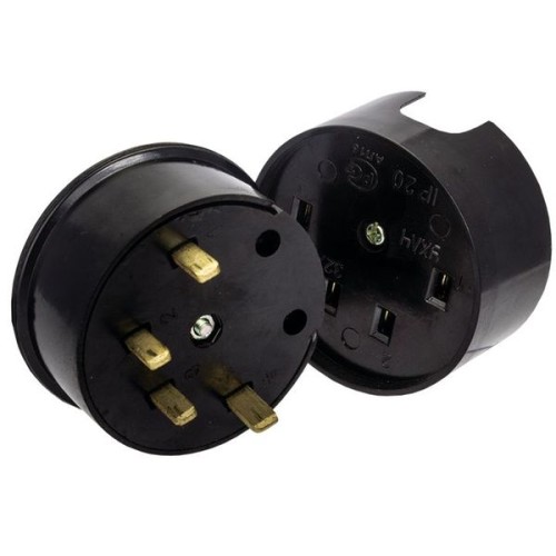 Разъем РШ-ВШ 32А 380В 3P+PE (ОУ) карболитовый черный EKF PROxima Разъем РШ-ВШ 32А 380В 3P+PE (ОУ) карболитовый черный EKF PROxima