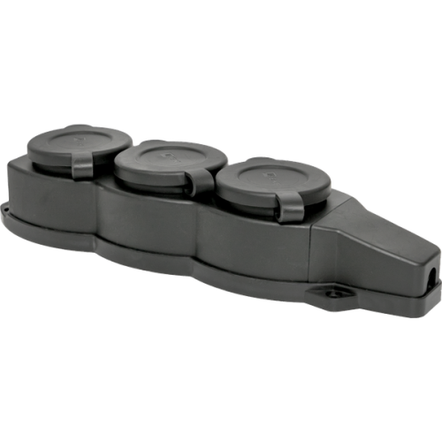 Розетка (колодка) трехместная с защит. крышками каучуковая 230В 2P+PE 16A IP44 EKF Марс