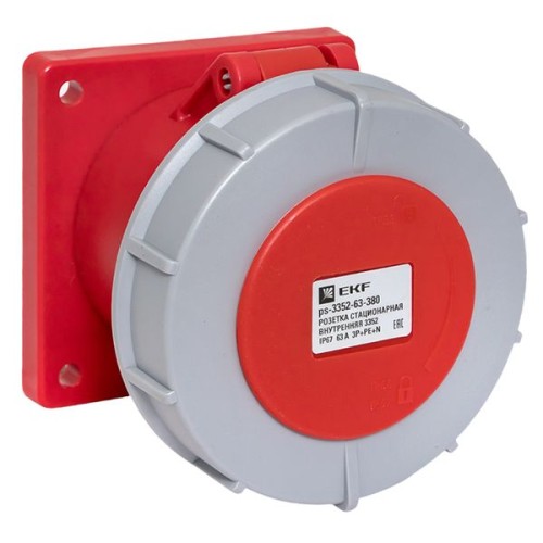 Розетка стационарная внутренняя 3352 3Р+РЕ+N 63А 380В IP67 EKF PROxima Розетка стационарная внутренняя 3352 3Р+РЕ+N 63А 380В IP67 EKF PROxima
