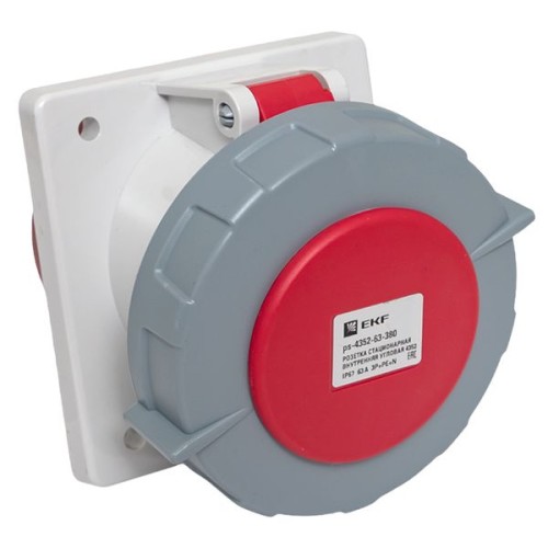 Розетка стационарная внутренняя угловая 4352 3Р+РЕ+N 63А 380В IP67 EKF PROxima