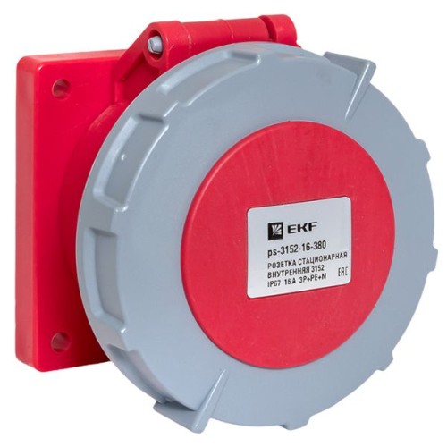 Розетка стационарная внутренняя 3152 3Р+РЕ+N 16А 380В IP67 EKF PROxima Розетка стационарная внутренняя 3152 3Р+РЕ+N 16А 380В IP67 EKF PROxima