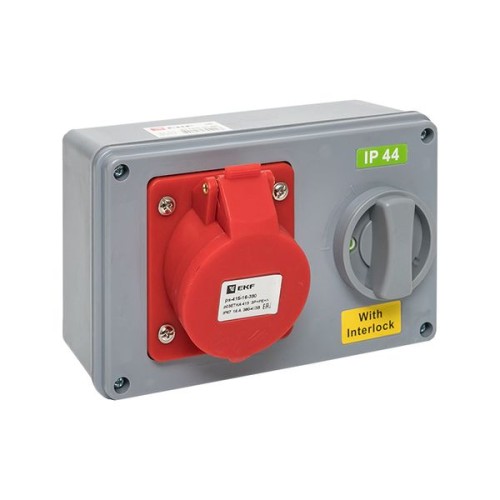 Розетка с блокировкой и выключателем 1415 3Р+РЕ+N 16А 380В IP44 EKF Розетка с блокировкой и выключателем 1415 3Р+РЕ+N 16А 380В IP44 EKF