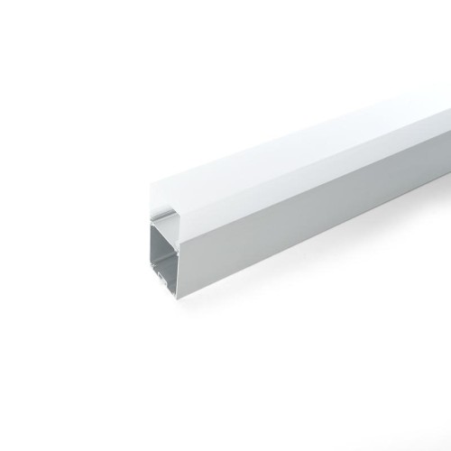 Профиль алюминиевый накладной, серебро, CAB266 с матовым экраном, 2 заглушками, 4 крепежами в комплекте | 10377 | FERON