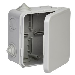 Коробка распаячная КМ для открытой проводки с откидной крышкой 100х100х50мм IP54 4 гермоввода (7035) GENERICA