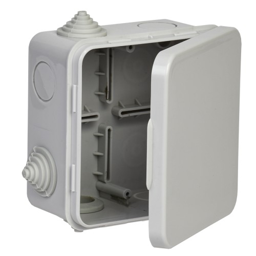 Коробка распаячная КМ для открытой проводки с откидной крышкой 100х100х50мм IP54 4 гермоввода (7035) GENERICA