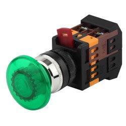Кнопка ЭРА BBG20-AELA-K06E AELA22 Грибок зеленый d22мм неон 240В 1з+1р