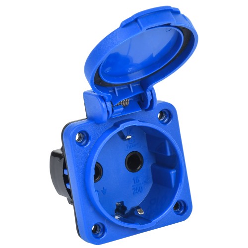 MAGNUM Розетка панельная SCHUKO РП12-3 с крышкой IP54 синий IEK MAGNUM Розетка панельная SCHUKO РП12-3 с крышкой IP54 синий IEK