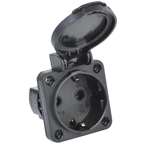 MAGNUM Розетка панельная SCHUKO РП14-3 с крышкой IP54 черный IEK MAGNUM Розетка панельная SCHUKO РП14-3 с крышкой IP54 черный IEK