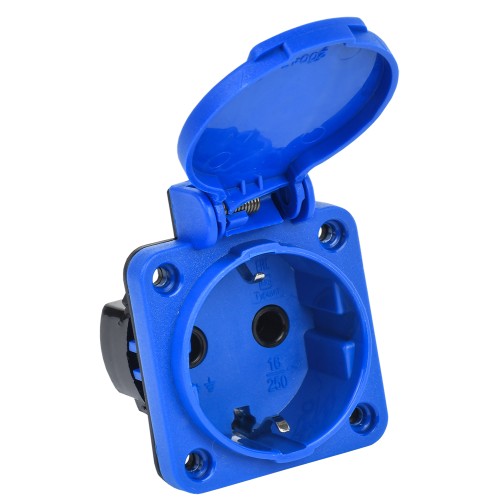 MAGNUM Розетка панельная SCHUKO РП11-3 с крышкой IP44 синий IEK MAGNUM Розетка панельная SCHUKO РП11-3 с крышкой IP44 синий IEK