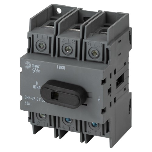 Выключатель-разъединитель ВНК-32-31130 ЭРА PRO mvr20-3-063E 3П 63А с установленной фронтальной рукояткой управления Выключатель-разъединитель ВНК-32-31130 ЭРА PRO mvr20-3-063E 3П 63А с установленной фронтальной рукояткой управления