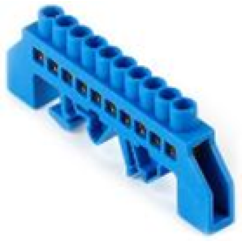 Шина "N" нулевая (латунь) в изоляторе на DIN-рейку 6x9мм, 10 групп, Smartbuy