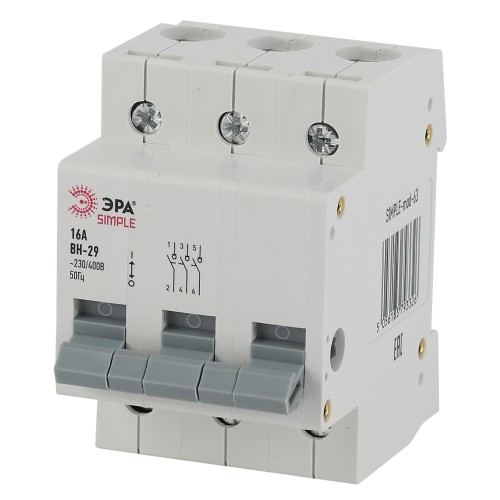 SIMPLE-mod-63 ЭРА SIMPLE Выключатель нагрузки 3P 16А ВН-29 (4/60/1200)