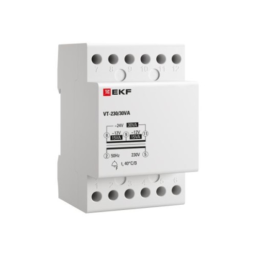 Трансформатор звонковый модульный BT-230В/12-12В 30ВА EKF PROxima Трансформатор звонковый модульный BT-230В/12-12В 30ВА EKF PROxima
