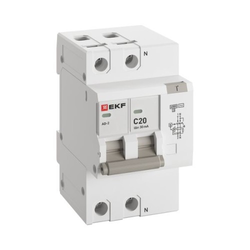 Дифференциальный автомат АД-2 20А/ 30мА (хар. C, AC, электронный) 6кА EKF PROxima