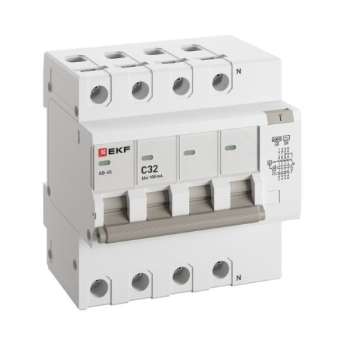 Дифференциальный автомат АД-4 S 32А/100мА (хар. C, AC, электронный) 6кА EKF PROxima