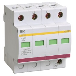 Ограничитель импульсных перенапряжений ОПС1-D 4Р 5/10кА 230B IEK
