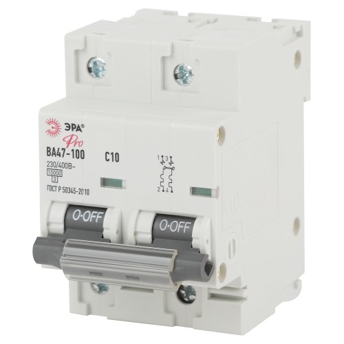 Автоматический выключатель ЭРА PRO NO-902-271 ВА47-100 2Р 10А кривая С 10 кА Автоматический выключатель ЭРА PRO NO-902-271 ВА47-100 2Р 10А кривая С 10 кА