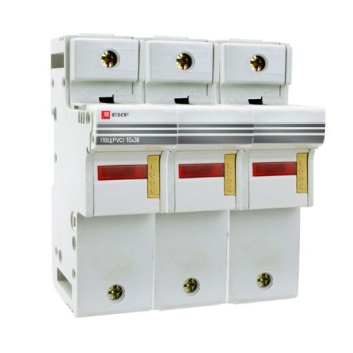 Предохранитель-разъединитель для ПВЦ 10x38 3P (с индикацией) EKF Предохранитель-разъединитель для ПВЦ 10x38 3P (с индикацией) EKF