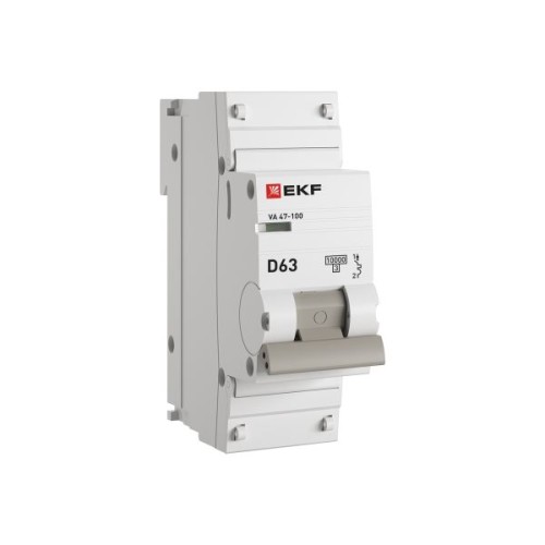 Автоматический выключатель 1P 63А (D) 10kA ВА 47-100 EKF PROxima Автоматический выключатель 1P 63А (D) 10kA ВА 47-100 EKF PROxima