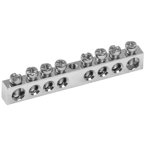 Шина PEN "земля-ноль" 6х9мм 8/1 с никелевым покрытием (8групп/крепеж по центру) IEK