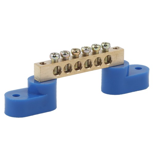 Шина ЭРА NO-222-66 N ноль на двух угловых изоляторах ШНИ-8х12-6-У2-Синий