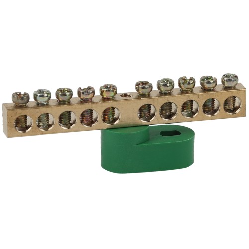 Шина ЭРА NO-222-104-1 PE земля на одном угловом изоляторе ШНИ-6х9-10-У1-Зеленый