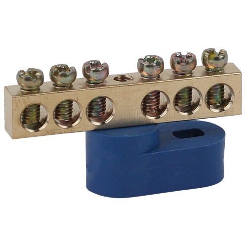 Шина ЭРА NO-222-96-1 N ноль на одном угловом изоляторе ШНИ-6х9-6-У1-Синий